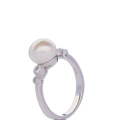 Серебряное кольцо с жемчугом и цирконами цена и информация | Кольца | 220.lv
