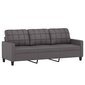 Trīsvietīgs dīvāns ar spilveniem, pelēks, 180 cm, mākslīgā āda cena un informācija | Dīvāni | 220.lv