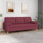 vidaXL trīsvietīgs dīvāns ar spilveniem, vīnsarkans, 180 cm, audums цена и информация | Dīvāni | 220.lv