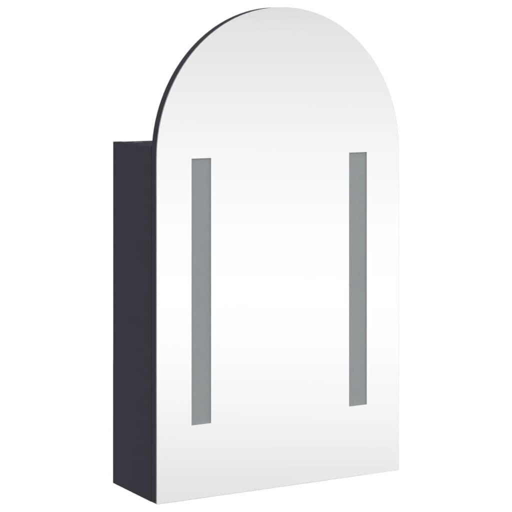 Vannasistabas spoguļskapītis ar LED, 42x13x70 cm, pelēks цена и информация | Vannas istabas skapīši | 220.lv