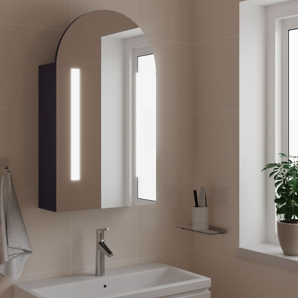 Vannasistabas spoguļskapītis ar LED, 42x13x70 cm, pelēks cena un informācija | Vannas istabas skapīši | 220.lv