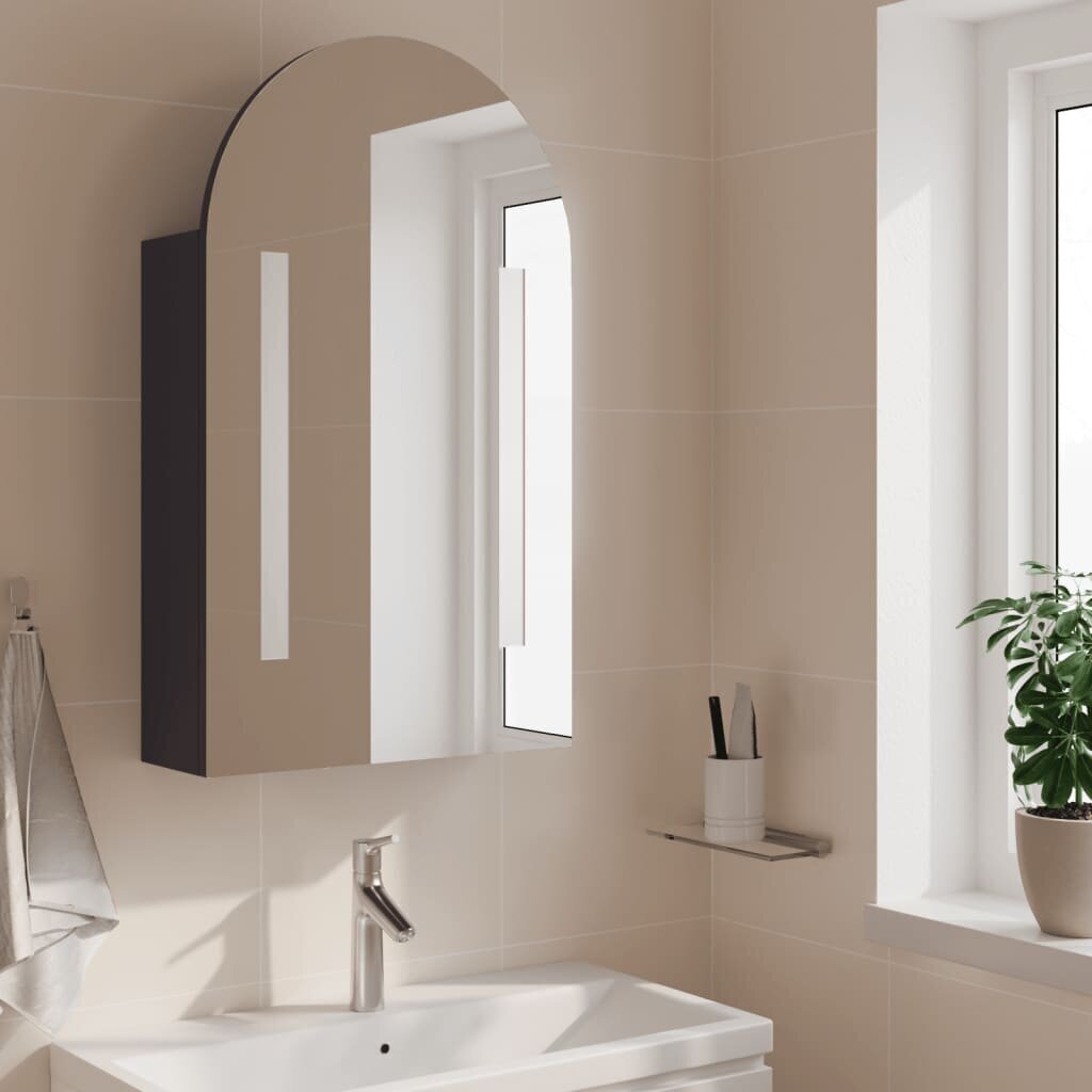 Vannasistabas spoguļskapītis ar LED, 42x13x70 cm, pelēks цена и информация | Vannas istabas skapīši | 220.lv