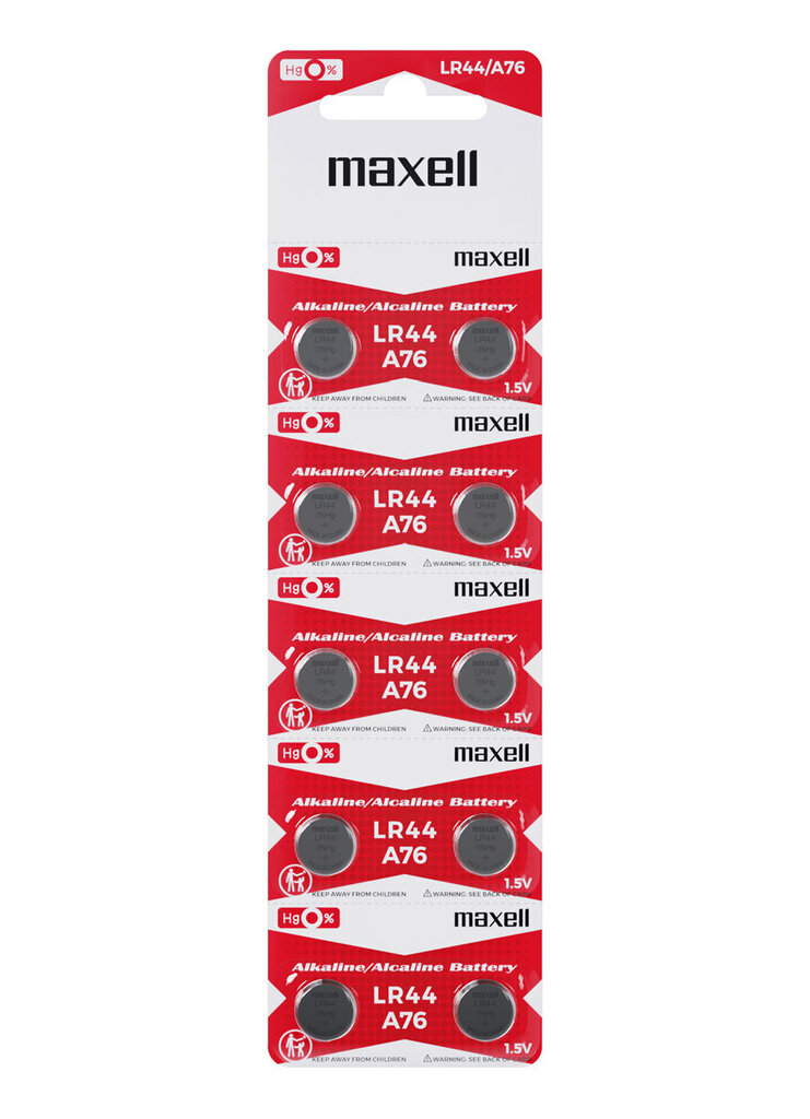 Maxell elementi LR44/A76, 10 gab. cena un informācija | Baterijas | 220.lv