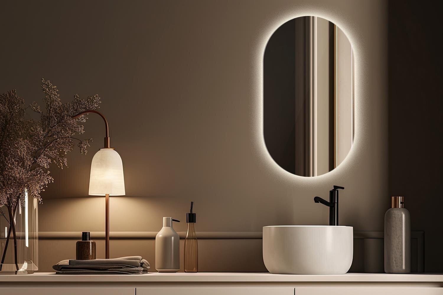 Spogulis LED Tulup, 40x70 cm, sudraba цена и информация | Spoguļi | 220.lv