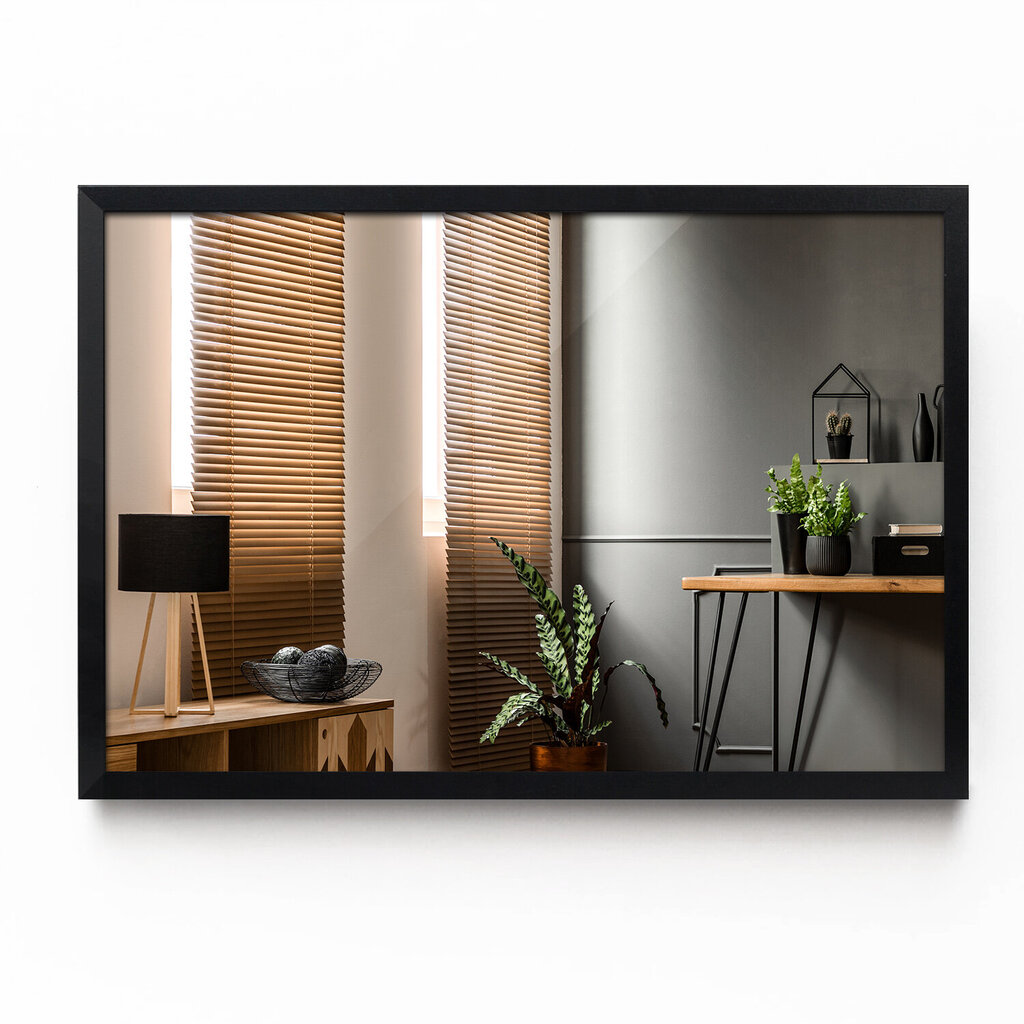 Spogulis ar rāmi Tulup, 100x70 cm, melns cena un informācija | Spoguļi | 220.lv