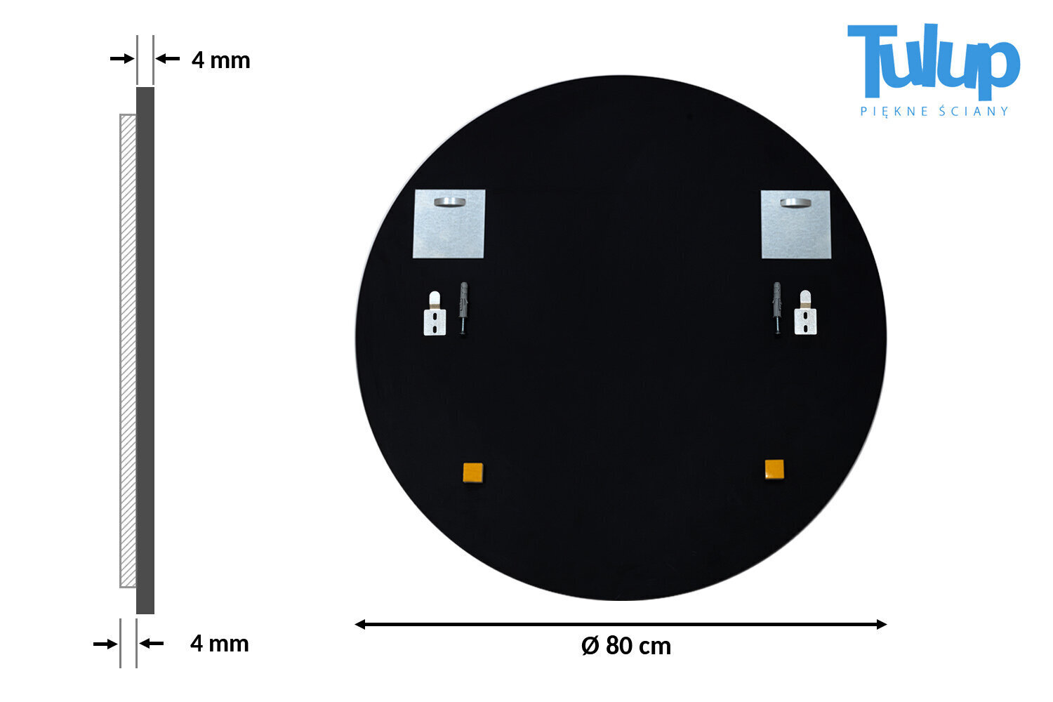 Spogulis ar rāmi Tulup, Ø70 cm, melns cena un informācija | Spoguļi | 220.lv