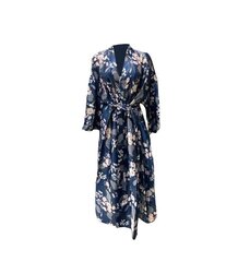 Атласный халат Jasmin 315, синие цветы цена и информация | Женские халаты | 220.lv