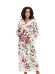Halāts ar kapuci uzun balts ar ziediem cena un informācija | Sieviešu halāti | 220.lv
