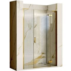 Dušo durys Rea Hugo Gold Brushed, 90+30 cm цена и информация | Душевые двери и стены | 220.lv