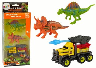 Dinozauru figūriņas un auto komplekts, dzeltens cena un informācija | Rotaļlietas zēniem | 220.lv