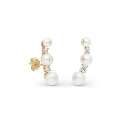 Zelta auskari ar pērlēm Gold Pearls sievietēm W63064155 cena un informācija | Auskari | 220.lv