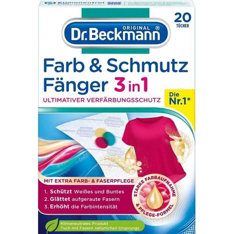 Dr. Beckmann krāsu un netīrumu savākšanas lupatiņas, 20 gab. cena un informācija | Veļas mazgāšanas līdzekļi | 220.lv