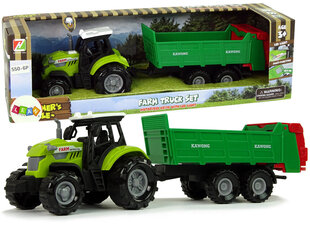 Traktors ar piekabi LeanToys Green Farm cena un informācija | Rotaļlietas zēniem | 220.lv