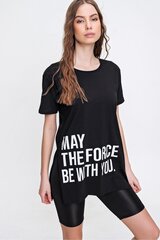 черная женская рубашка оверсайз с застежкой на пуговицы цена и информация | Футболка женская | 220.lv