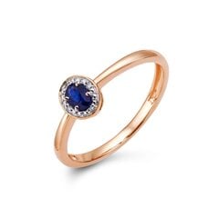 Золотое кольцо с сапфиром и бриллиантами цена и информация | Кольца | 220.lv