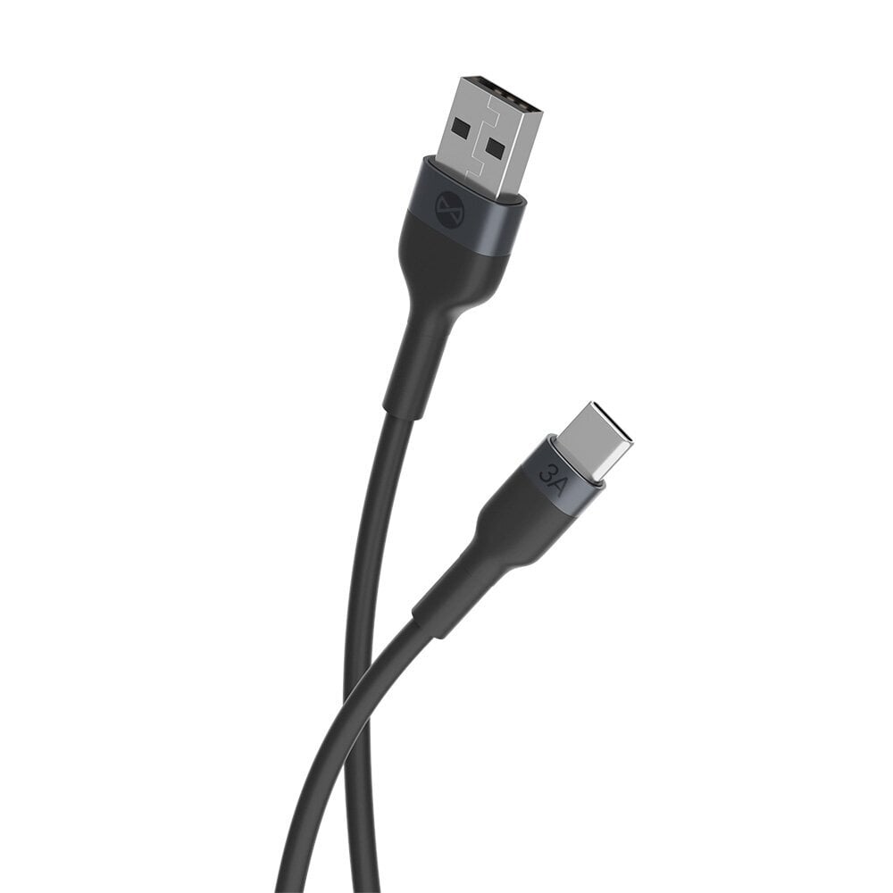 Forever Flexible cable USB - USB-C 1,0 m 3A black cena un informācija | Savienotājkabeļi | 220.lv
