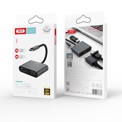 XO HUB001 4в1 Видео адаптер - переходник с USB-C на Hdmi 4K 30Hz / VGA монитор / USB 3.0 / USB-C PD 100W цена и информация | Адаптеры и USB разветвители | 220.lv