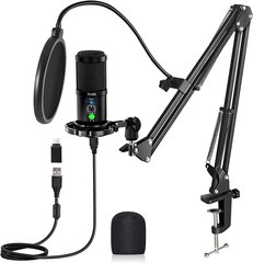 AVEEK Professional USB -конденсатор комплект 192 кГц / 24bit PC Microphone с микрофонной подставкой для микрофона для записей, радио, игр, потоковой передачи цена и информация | Микрофоны | 220.lv