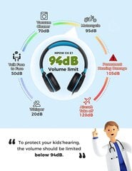 Mpow CHE1 чёрный/синий, dетские проводные наушники цена и информация | Наушники | 220.lv