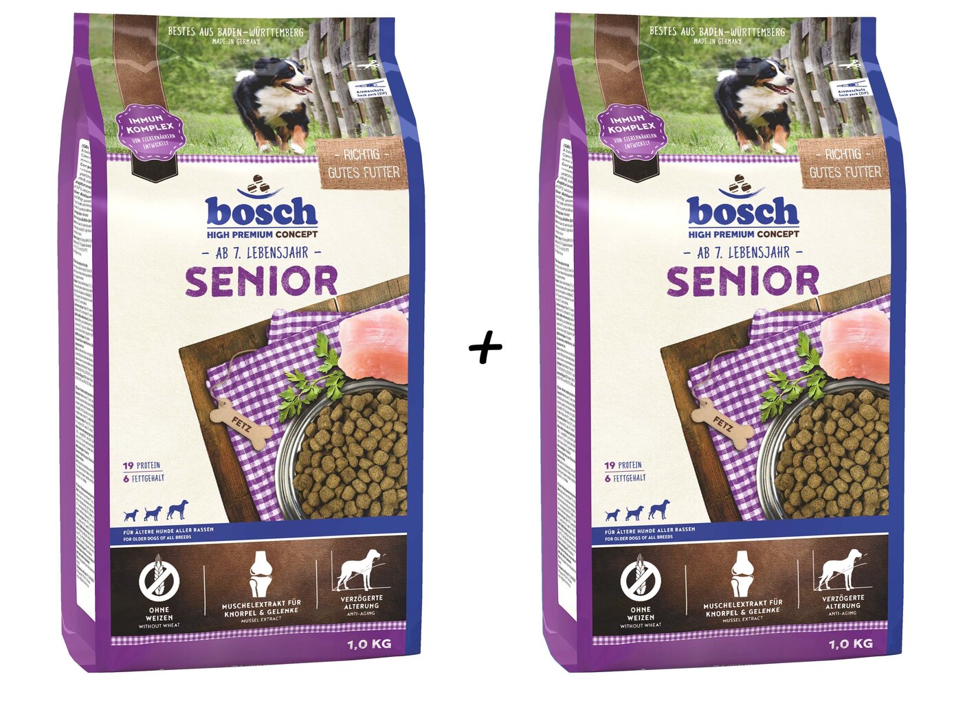 Bosch Petfood Senior visu šķirņu suņiem senjoriem, 1kg+1kg cena un informācija | Sausā barība suņiem | 220.lv