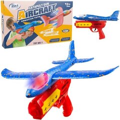 Bērnu led gaismu putuplasta rotaļu lidmašīna ar palaišanas pistoli cena un informācija | Rotaļlietas zēniem | 220.lv