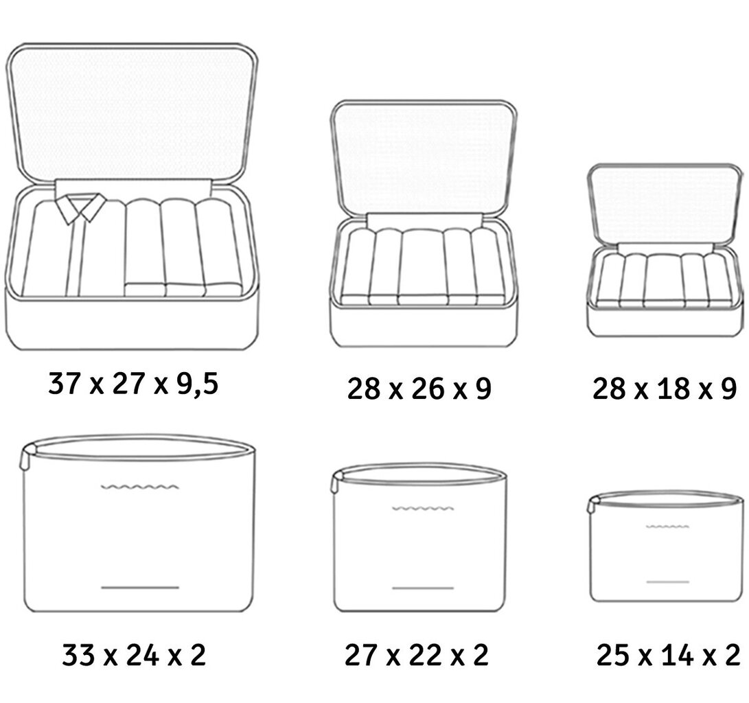 Ceļojumu organizētāju komplekts Perf, 6 gab., zils cena un informācija | Veļas grozi un mantu uzglabāšanas kastes | 220.lv