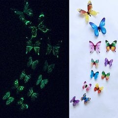 Светящиеся в темноте бабочки Perf,  12 шт цена и информация | Декоративные наклейки | 220.lv