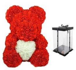 Lācis ar baltu sirdi Perf, 23 cm sarkans cena un informācija | Citas oriģinālas dāvanas | 220.lv