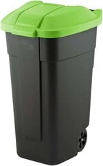 Контейнер для мусора на колесах 110л, черный / зеленый цена и информация | Уличные контейнеры, контейнеры для компоста | 220.lv