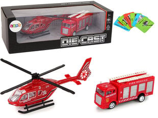 Набор игрушечных машинок пожарной охраны, вертолет, красный цвет цена и информация | Игрушки для мальчиков | 220.lv
