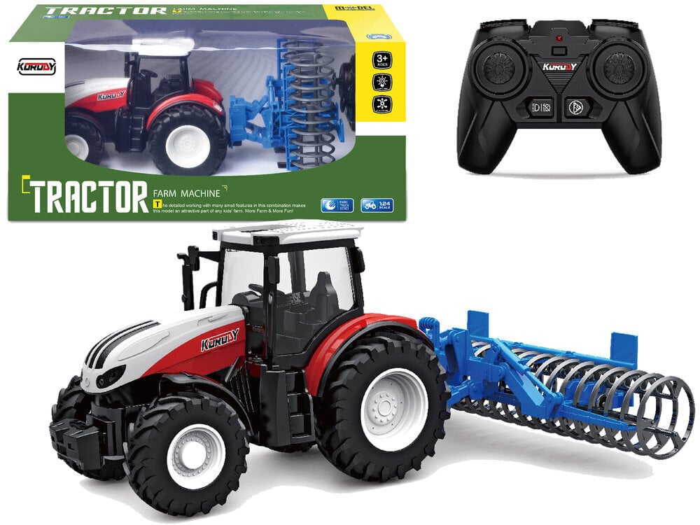 Radiovadāms traktors ar rullīti Lean Toys цена и информация | Rotaļlietas zēniem | 220.lv