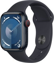 Apple Watch Series 9 GPS + Cellular 41mm Midnight Aluminium Case with Midnight Sport Band - S/M MRHR3KS/A цена и информация | Смарт-часы (smartwatch) | 220.lv