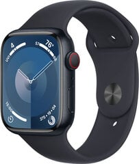 Apple Watch 9 GPS + Cellular 45 мм Sport Band M/L, midnight (MRMD3ET/A) цена и информация | Смарт-часы (smartwatch) | 220.lv