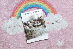 Моющийся ковер JUNIOR 52063.802 Радуга, облака, для детей нескользящий - розовый цена и информация | Ковры | 220.lv