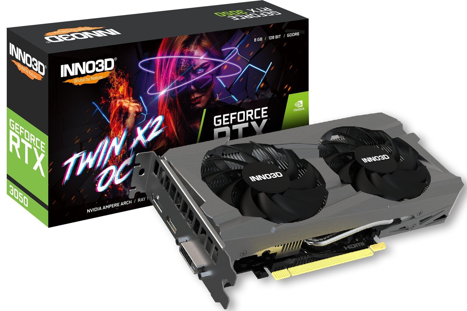 Видеокарта Inno3D GeForce RTX 3050 Twin X2 OC (N30502-08D6X-1711VA41) цена  | 220.lv