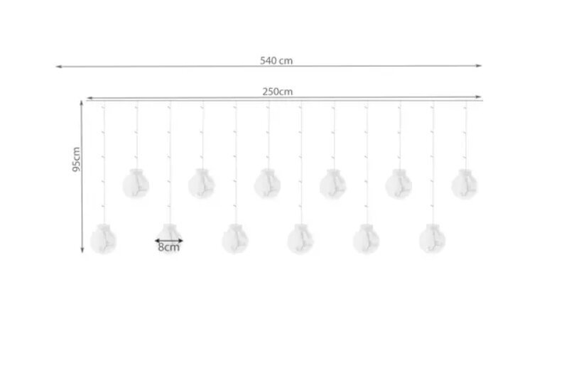 Ziemassvētku virtene 108 LED, 5.4 m cena un informācija | Ziemassvētku lampiņas, LED virtenes | 220.lv