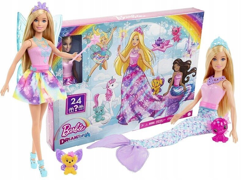 Adventes kalendārs Barbie Dreamtopia HGM66, 24gab. cena un informācija | Rotaļlietas meitenēm | 220.lv