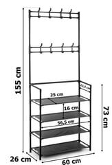 Drēbju pakaramais ar apavu plauktiem Hani, 155 cm цена и информация | Вешалки для одежды | 220.lv