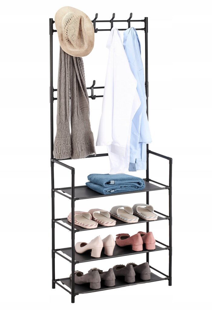Drēbju pakaramais ar apavu plauktiem Hani, 155 cm cena un informācija | Drēbju pakaramie | 220.lv