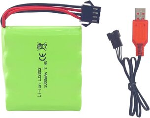 7.4V Akumulatora Lādētājs 1000mAh SM-4P ar USB Lādēšanas Kabeli DE36W DE65 NO.1809 RC Rotaļlietu Automobiļa Modeļiem цена и информация | Батарейки | 220.lv