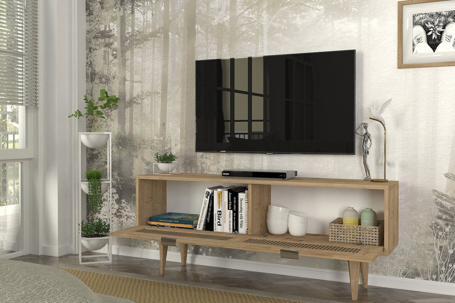 TV statīvs Asir, 140x55,2x29,6cm, gaiši brūns cena un informācija | TV galdiņi | 220.lv