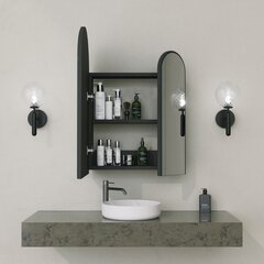 Шкаф для ванной комнаты Asir, 12x45x50см, черный цена и информация | Шкафчики для ванной | 220.lv