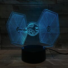 3D LED nakts lukturis "Zvaigžņu kari - Fighter" hologramma + pilots цена и информация | Детские светильники | 220.lv