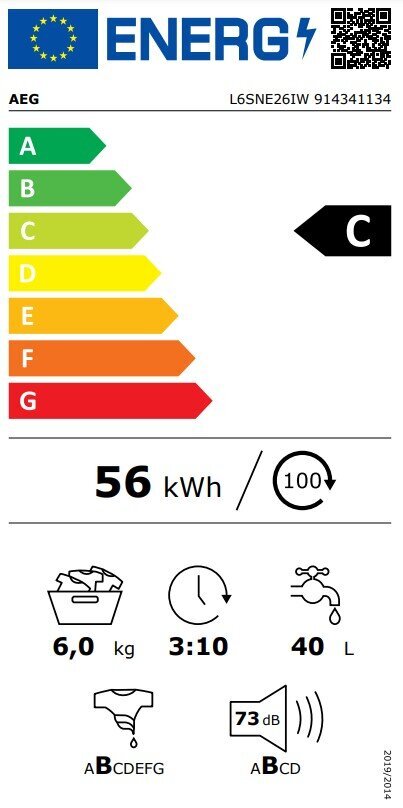 AEG 6000 serie, depth 37,2 cm, 1200 rpm - Front load Washing machine cena un informācija | Veļas mašīnas | 220.lv