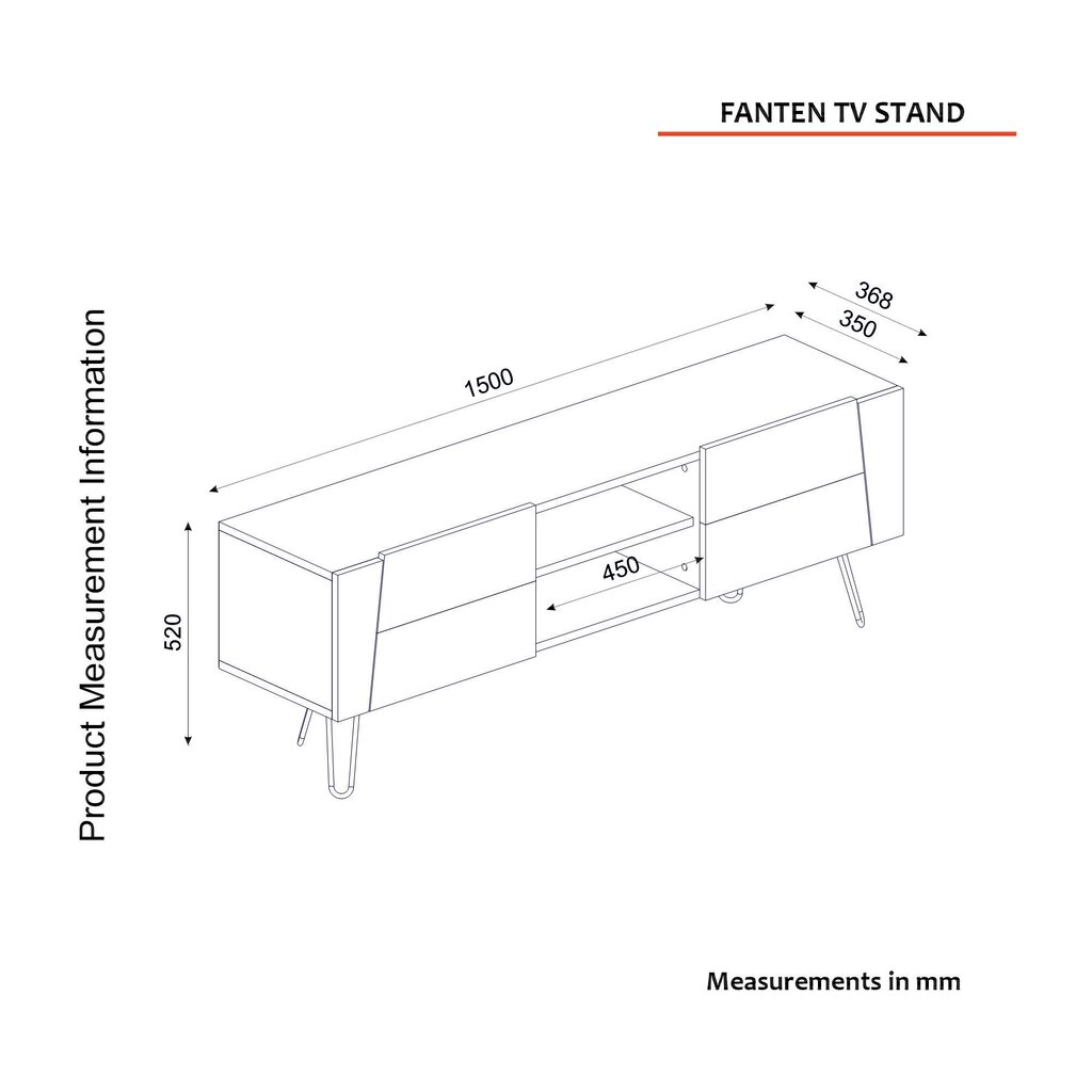 TV skapītis Asir, 150x52x36,8cm, brūns/melns cena un informācija | TV galdiņi | 220.lv