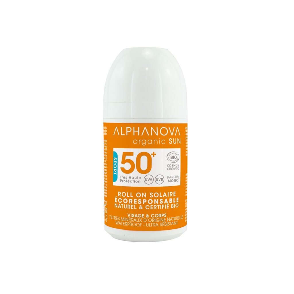 Alphanova Sun Sport Extreme organisks ūdensizturīgs saules aizsargkrēms ar minerālu filtriem SPF50, bumbiņu, 50 ml cena un informācija | Sauļošanās krēmi | 220.lv