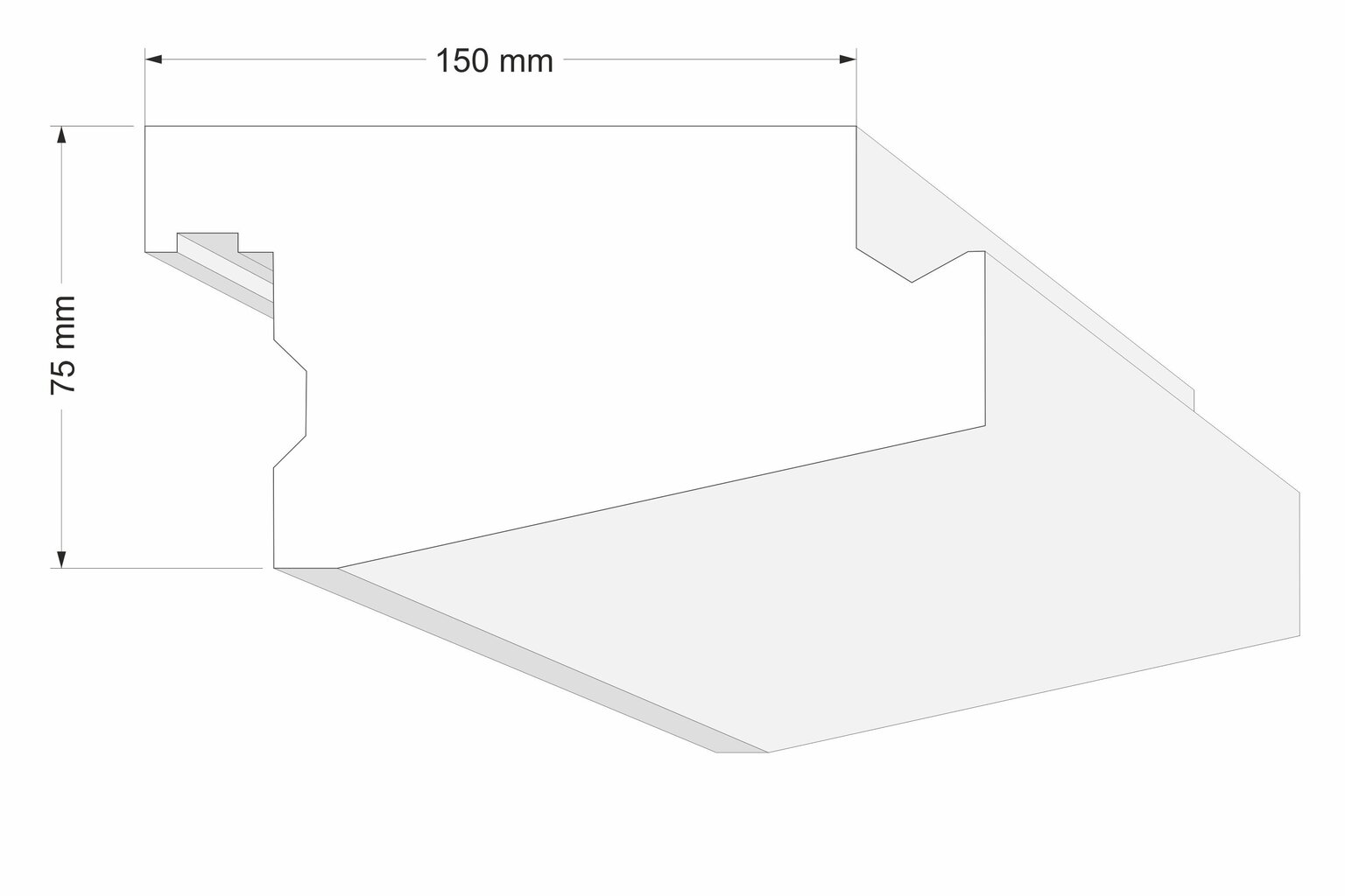 Karnīzes līste LK10B 150x75x2000 mm cena un informācija | Aizkaru stangas, karnīzes | 220.lv