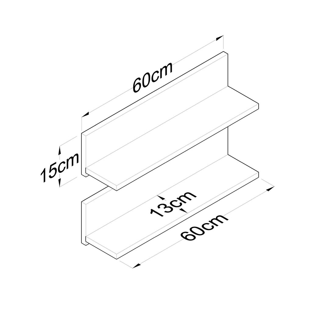 Plaukts Asir, 60x15x13cm, brūns cena un informācija | Plaukti | 220.lv