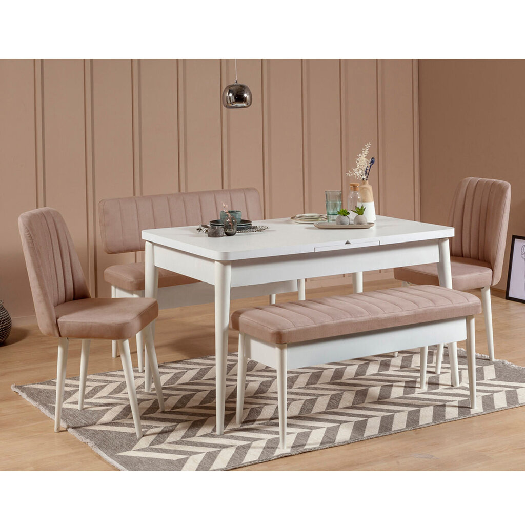 Soliņš Asir, 110x85x40cm, balta/rozā krāsā cena un informācija | Virtuves un ēdamistabas krēsli | 220.lv