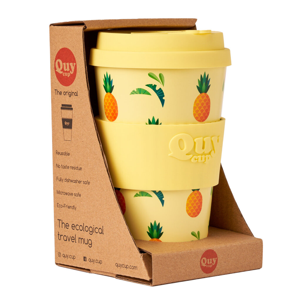 Krūze QuyCup 400 ml RePET Ananas cena un informācija | Termosi, termokrūzes | 220.lv